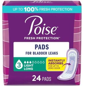 Poise Postpartum Incontinence Bladder Control Pads, Light Absorbency, 24ct